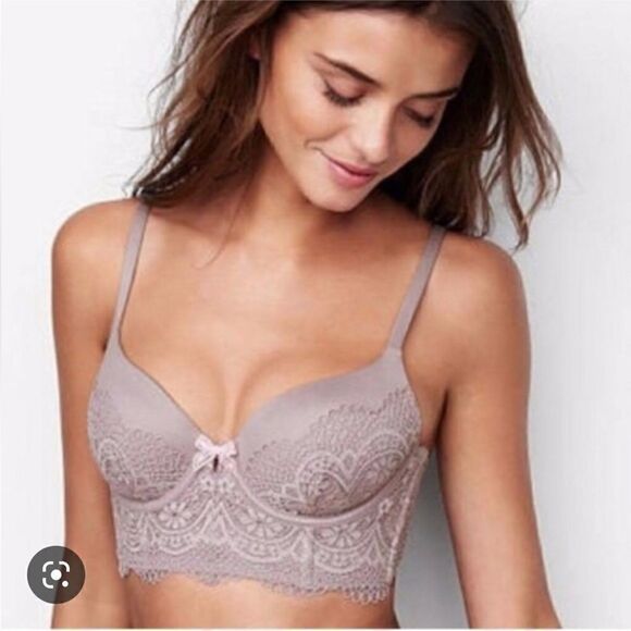 EXCELLENT CONDITION VICTORIA’S SECRET BODY BY VICTORIA LINED DEMI LONG LINE BRA - Picture 1 of 7